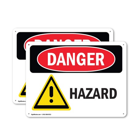Signmission Hazard Danger Sign, Plastic, 10in W x 7in L, 2PK OS-2PACK-DS-P-710-L-1301